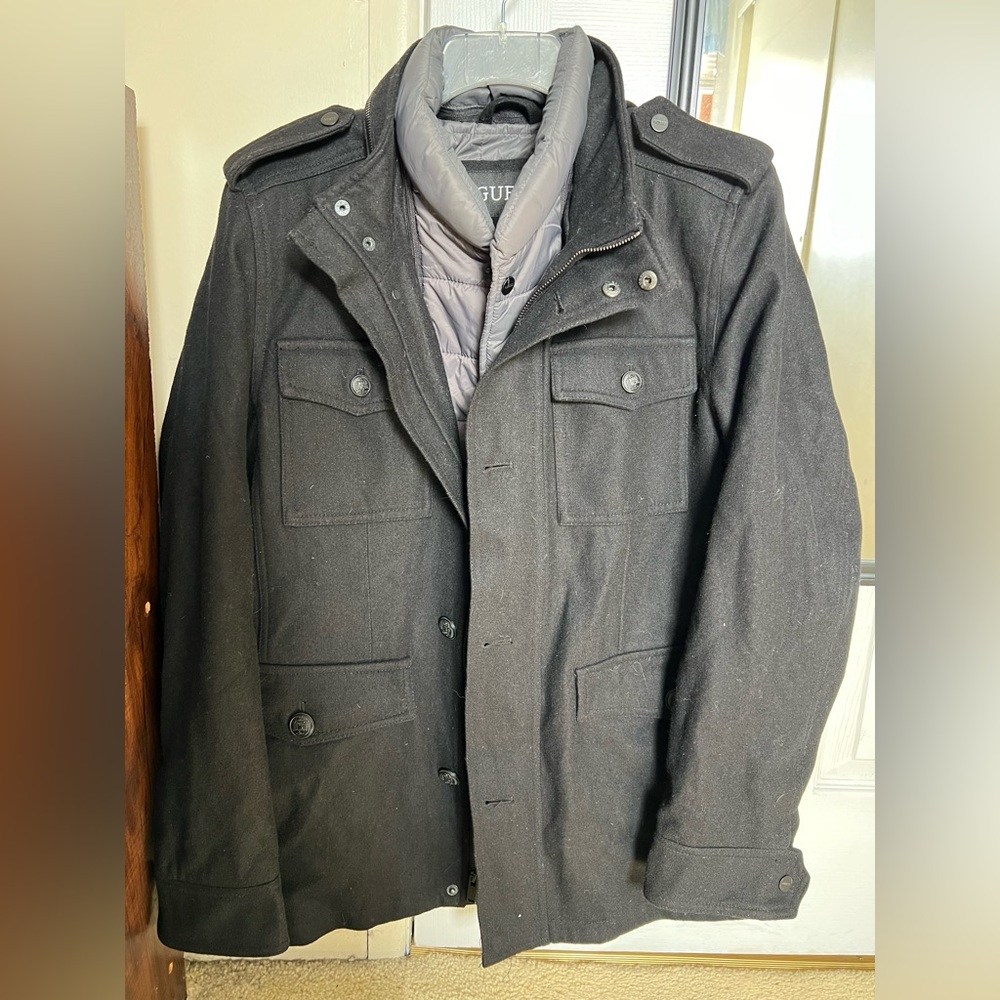 GUESS Black Trench Coat/Winter Coat